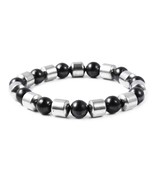 122 ctw Shungite and Magnetic Hematite Beads Stretch Braclet W/Gift Box ... - $26.99