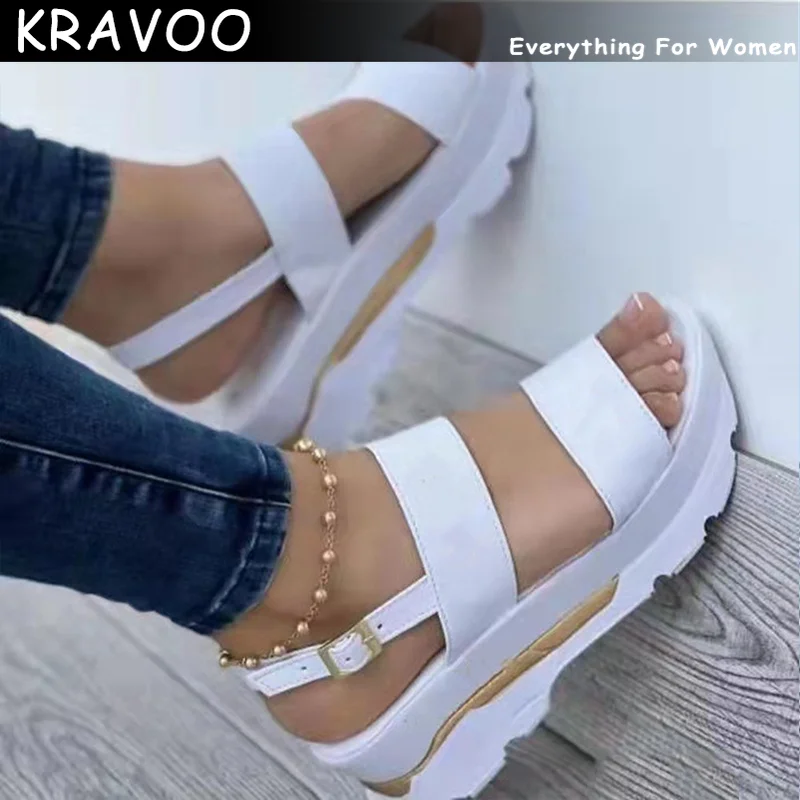 KRAVOO  Women Sandals Peep Toe Platform Sandals With Heels Shoes Lightweight Wee - £46.95 GBP