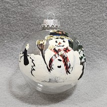 Hand Painted Collectible SNOWMAN Winter Scene Glass Christmas Ball Ornament - $183.95 MXN