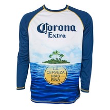 Corona Extra Long Sleeve Men&#39;s Rash Guard Tee Shirt Blue - £14.91 GBP