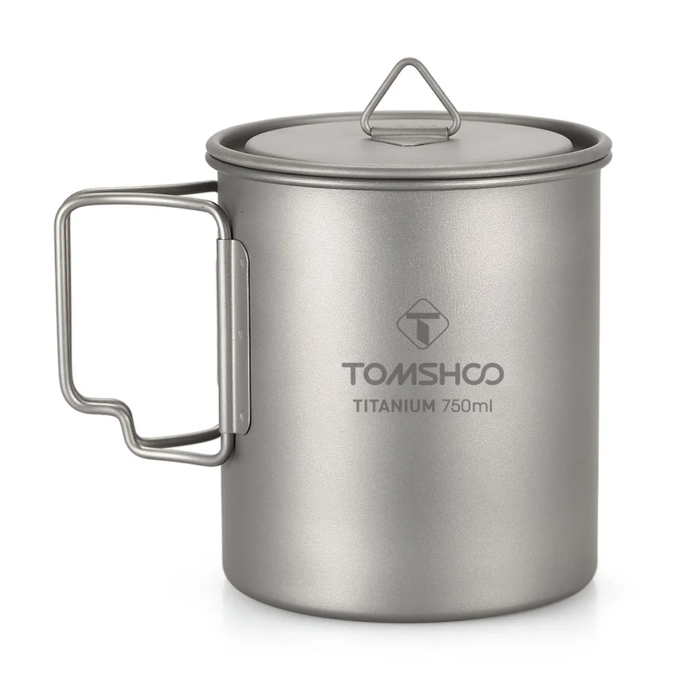 TOMSHOO Ultralight 750ml Titanium Cup Outdoor Portable Camping Picnic Water Cup - £15.53 GBP+