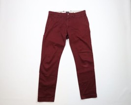 J Crew Mens Size 31x30 Distressed 484 Slim Fit Stretch Chino Pants Maroon Red - £31.10 GBP
