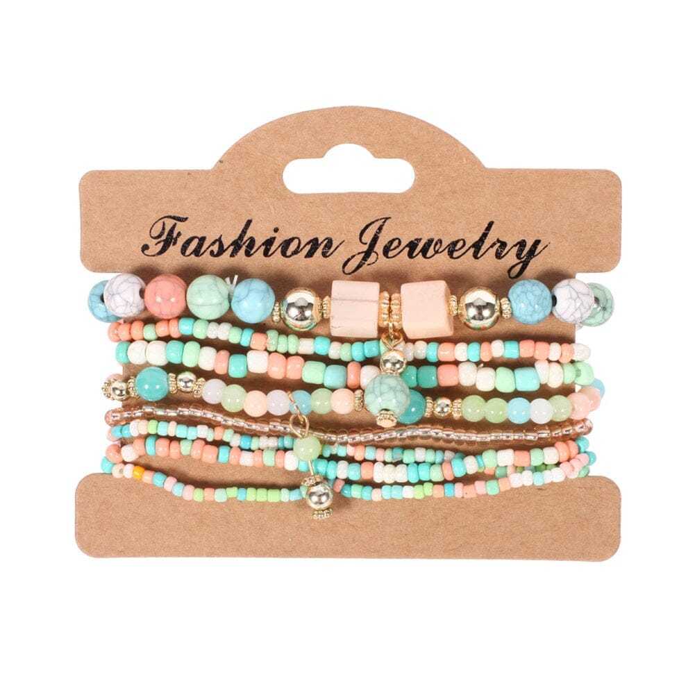 Women Bohemian Multilayer Stretch Colorful Beads Bracelet with charm Jew... - $6.00