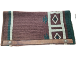 Western Saddle Blanket Leather wear Leathers Brown Green Cream USED - $28.99