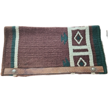 Western Saddle Blanket Leather wear Leathers Brown Green Cream USED - $28.99