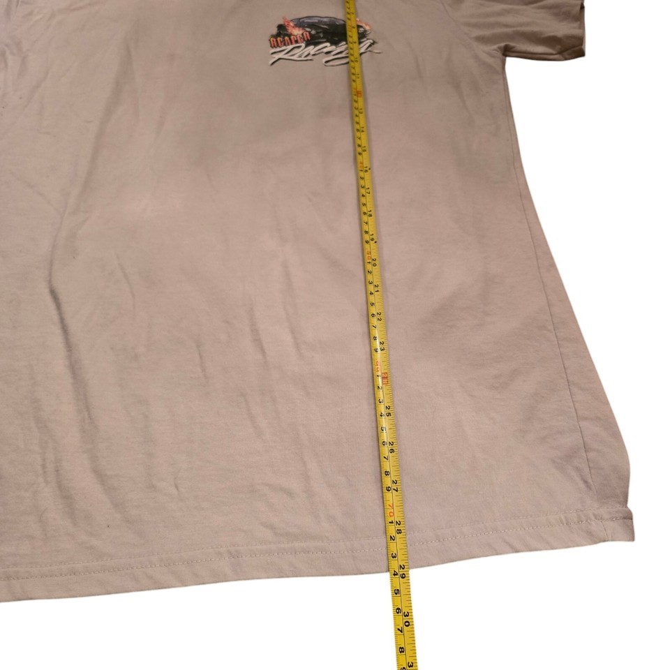 Grim Reaper Racing T-Shirt Men’s L Beige Skull Biker RGSTR Tee Cool Graphic Top Item image 6