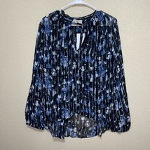 Hayden Kennedy BLUE multi SHEER Blouse Long Sleeve new Size M - £36.45 GBP