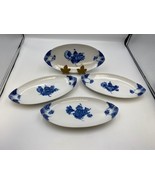Set of 4 Royal Copenhagen Denmark BLUE FLOWERS Braided Oval Serving Dish... - $199.99