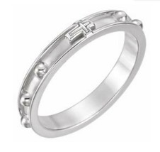 3.2 mm ROSARY RING WITH RAISED BORDERS REAL SOLID 925 STERLING SILVER SIZE 8 - £43.13 GBP