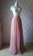 DEEP BLUSH Long Tulle Skirt Bridesmaid Plus Size Floor Length Tulle Skirt Outfit image 2