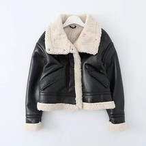 T MODA Women Fashion Thick Warm Faux Leather Shearling Jacket Coat Vintage Long  - £74.05 GBP
