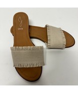 Joie Eidel Ruffled Sandals in Natural Beige Cream Linen Flat Slide Size ... - $33.66