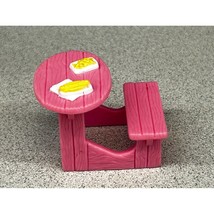 Fisher Price Sweet Streets Pool Set Dollhouse Pink Picnic Table with Bench - £6.01 GBP