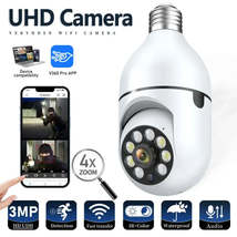 Wifi 3MP E27 Bulb Surveillance Camera Indoor 4X Digital Zoom AI Human De... - £14.28 GBP+