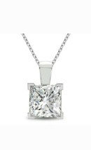 1.10 Ct Simulated Princess 14k White Gold Plated Solitaire Pendant Necklace - £58.19 GBP