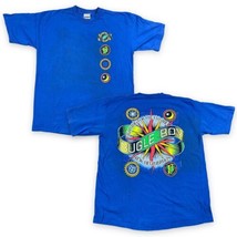 Vtg 90s Bugle Boy Double Sided Neon Graphic Print T-Shirt Blue USA Youth XL - $19.31
