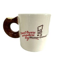 Vintage Mister Donut Coffee Mug Shaped Handle Restaurant Advertising Japan - $23.76