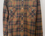 Tecovas Mens XXL Brown Orange Plaid Western Pearl Snap Shirt Long Sleeve... - £35.47 GBP