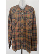 Tecovas Mens XXL Brown Orange Plaid Western Pearl Snap Shirt Long Sleeve... - $60.90 CAD