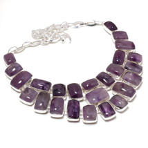 African Amethyst Gemstone Handmade Fashion Ethnic Necklace Jewelry 18&quot; SA 4696 - £11.98 GBP