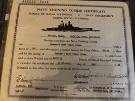 Navy Training Certificate May 1944 WWII Gunners Mate Third Class - $37.50