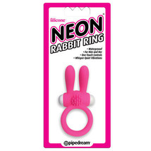 Pipedream Neon Rabbit Ring Vibrating Silicone Cockring With Ears Pink - £19.00 GBP