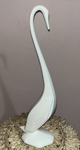Vintage MCM  Ceramic Crane 18.2” Tall GLOSSY White Marked “Nancy” - $25.00