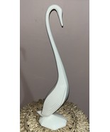 Vintage MCM  Ceramic Crane 18.2” Tall GLOSSY White Marked “Nancy” - $470.20 MXN