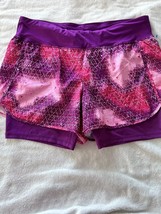 DANSKIN NOW Running Workout Athletic Shorts Purple w/Pink Sz L 12-14 - £10.80 GBP