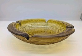 Vintage Anchor Hocking Soreno Amber Glass Ripple Ash Tray  7-3/4&quot; Across... - $19.80