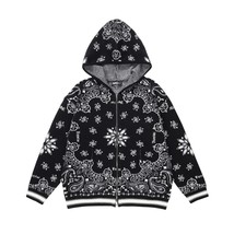 Hip Hop Streetwear Vintage Cashew Flower  Sweater Jacket Men Pullover 2022 Men L - £189.34 GBP