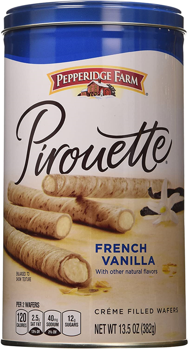 Pepperidge Farm Crème Filled Pirouette Rolled Wafers, 2-Pack 13.5 oz. Cans - $34.95