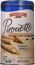 Pepperidge Farm Crème Filled Pirouette Rolled Wafers, 2-Pack 13.5 oz. Cans - £27.50 GBP