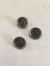Lot of 3 Vintage Round Concave Spiral Antique Brass Metal Shank Buttons 2cm - £11.18 GBP