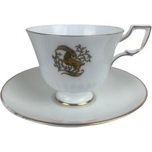 Vintage Tuscan Capricorn Horoscope Zodiac Teacup Cup &amp; Saucer Set White Gold - £18.26 GBP