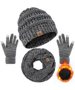 Warm Fleece Hat, Gloves &amp; Scarf Set - Touchscreen Compatible, Unisex 3PCS - $174.52 MXN