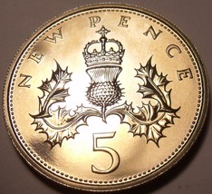 Great Britain 5 Pence, 1980 Proof~Crowned Thistle 143,000 Minted~Free Sh... - $6.75
