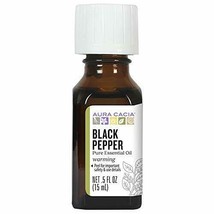 NEW Aura Cacia Black Pepper Essential Oil 0.5 Fluid Ounce - £12.97 GBP