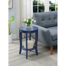 Convenience Concepts American Heritage Round End Table in Blue Wood Finish - £114.01 GBP