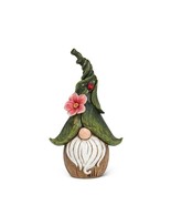 Gnome Statue with Ladybug Leaf Flower Hat White Beard 12&quot; High Poly Resi... - £39.11 GBP