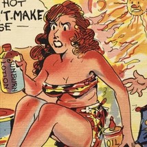 Humorous postcard Bikini Girl Beach Sunburn Funny Cartoon Art Vintage - £7.93 GBP