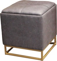 Beautiful Square Footrest By Design Guild Ottoman, Blue, With Soft Faux Leather - £104.54 GBP