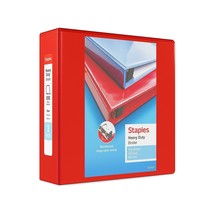 3&quot; Staples Heavy-Duty View Binders with D-Rings Red 976064 - $40.99