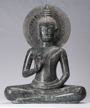 Antigüedad Khmer Estilo Bronce Buda Estatua Dharmachakra Teaching Mudra - - £1,615.69 GBP