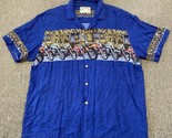 Vintage Paradise Found Tiki Tavern Aloha Hawaiian Camp Shirt Blue XL Mot... - $15.90