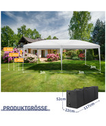 3x6m Waterproof Folding Tent, White Canopy with Four Clear Windows - €157,25 EUR