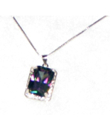 925 S Silver Necklace with Blue/Purple 35ct. Zircon Pendant with Halo ch... - £18.69 GBP