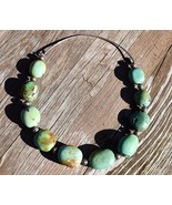 Vintage Genuine Chinese Hubei Turquoise Pebbles Necklace Sterling Silver... - $197.95
