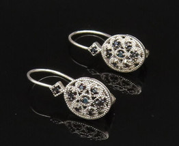 925 Sterling Silver - Vintage Dainty Floral Sapphire Drop Earrings - EG12003 - £25.94 GBP