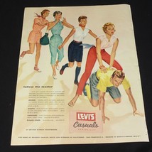 Levi&#39;s Casuals Vintage Print Ad 1955 Denim Poplin Sailcoth Kayak Cloth - £21.64 GBP